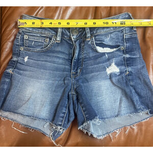 American Eagle Y2K Light Wash Denim Short Shorts Womens 4 Super Stretch
